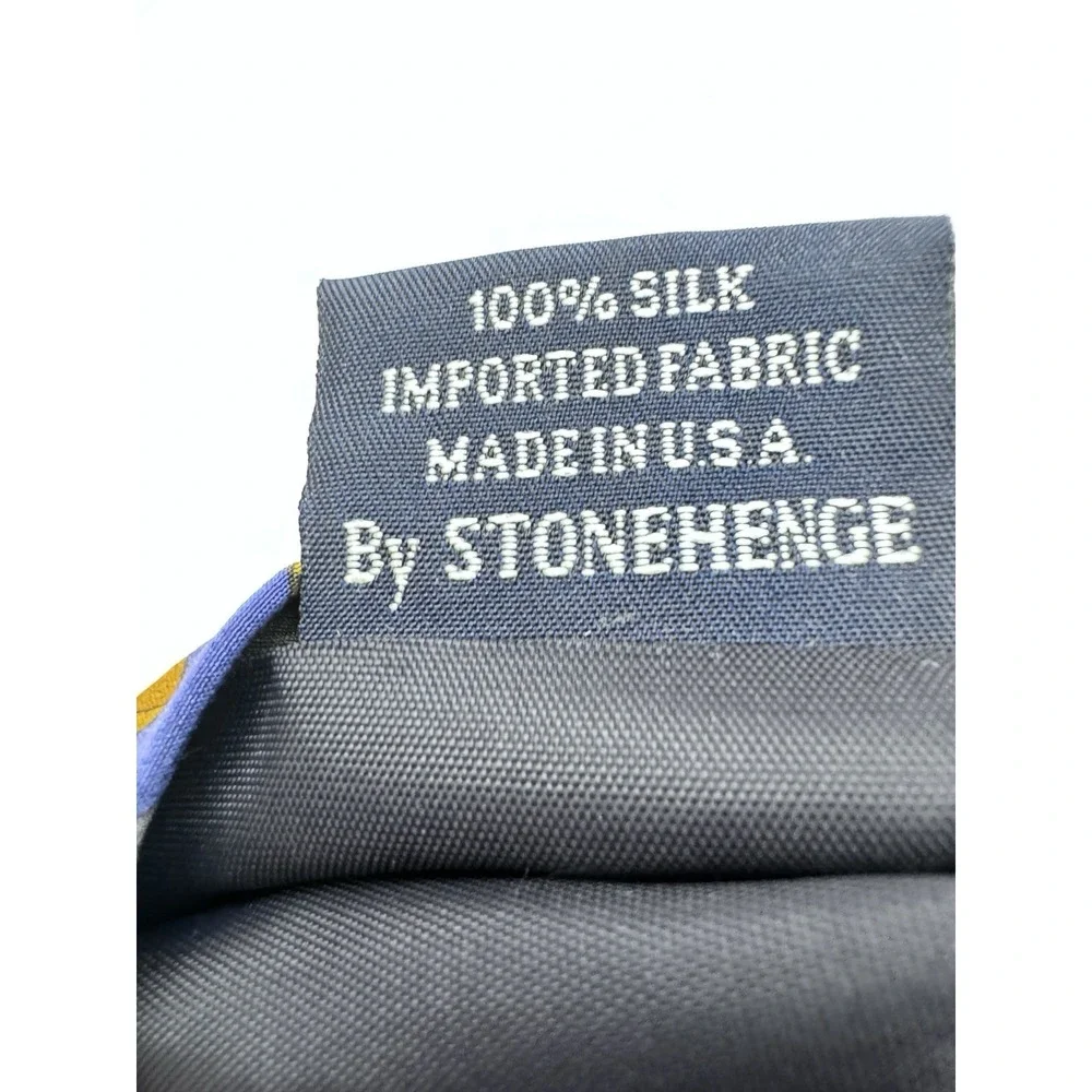 Christopher Reeve Collection Geometric 100% Silk Tie Navy Blue & Gold‎